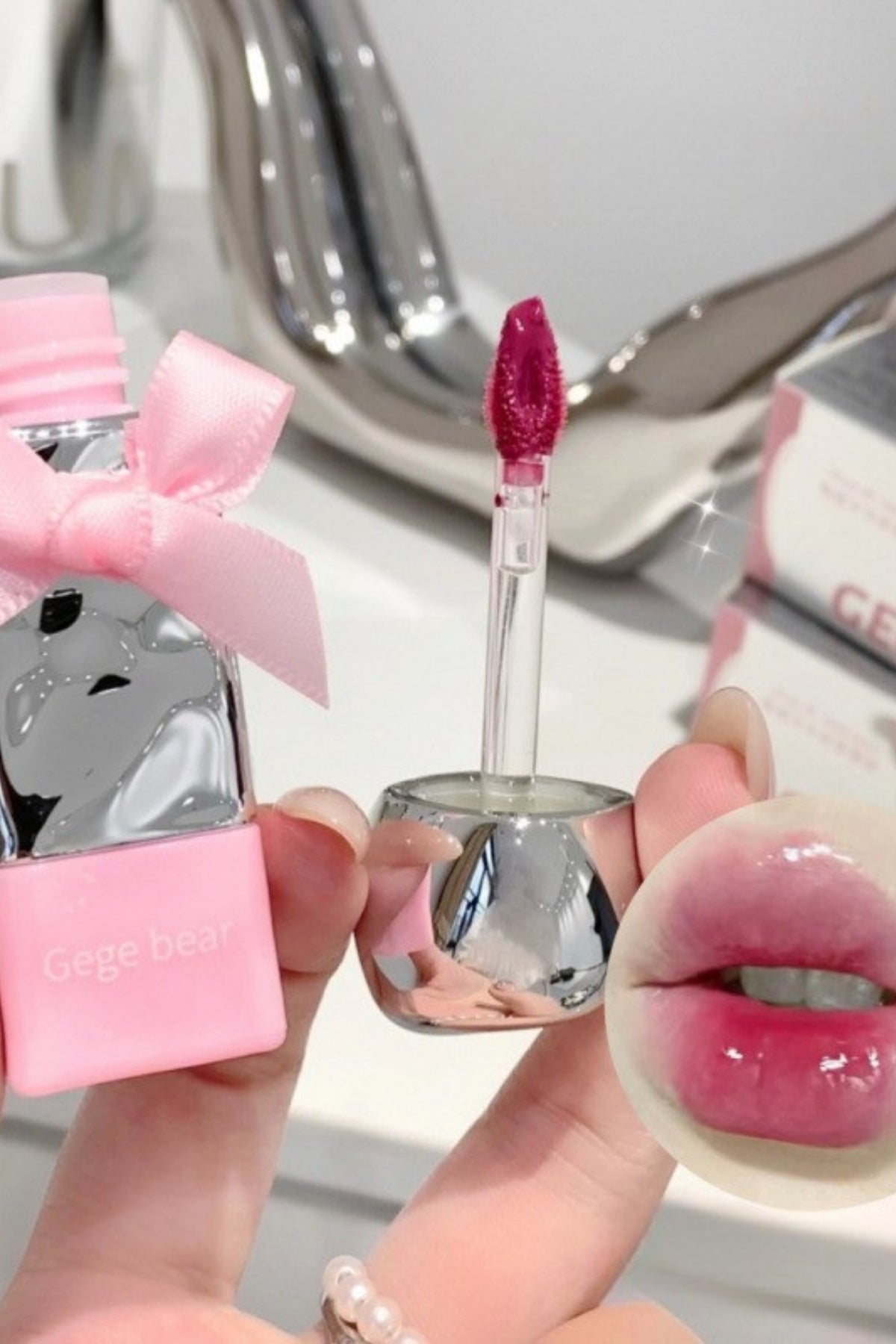 Fiyonklu Dudak Tint, Parlak ve Nemli Bitiş, Lip Glaze, Kore Tarzı