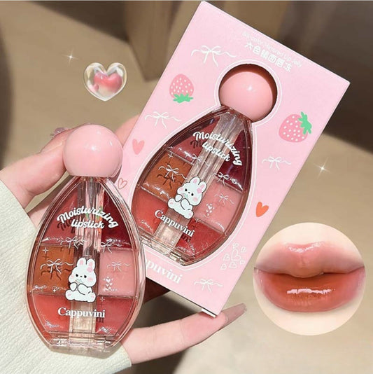 6 Renkli Dudak Parlatıcısı, Parlak Cam Görünümlü Lip Gloss & Dudak Tinti
