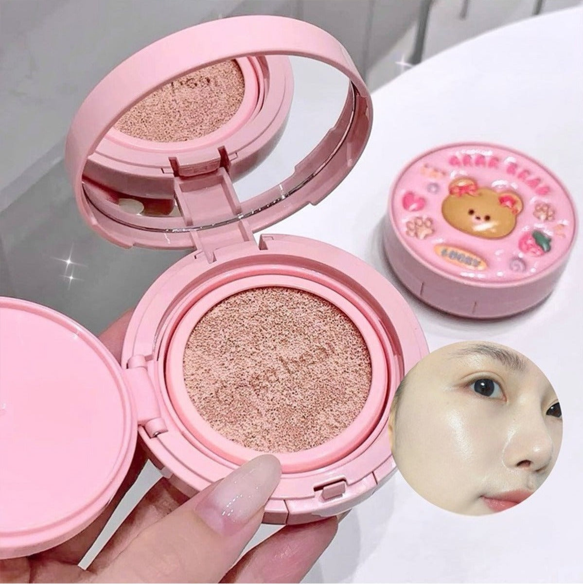 Ayıcıklı Nude Efektli Cushion Parlak Fondöten