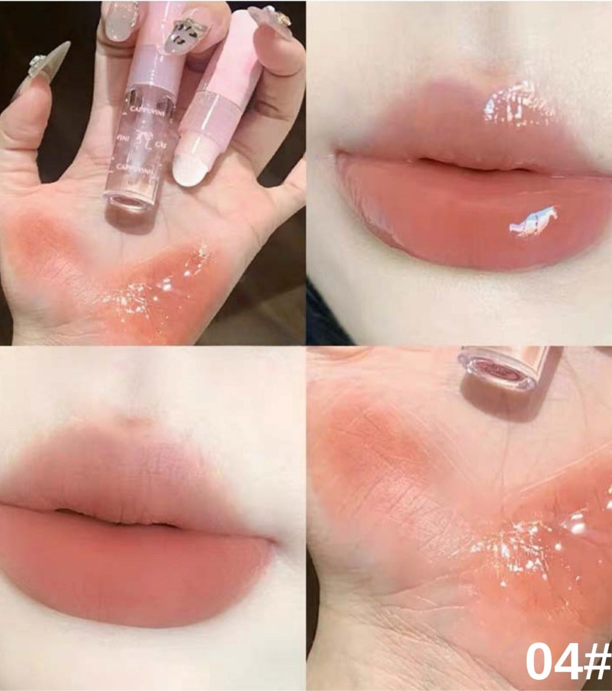 Fiyonk Detaylı 3’ü 1 Arada Dudak Tinti, Şeffaf Parlatıcılı Fırçalı Lip Gloss
