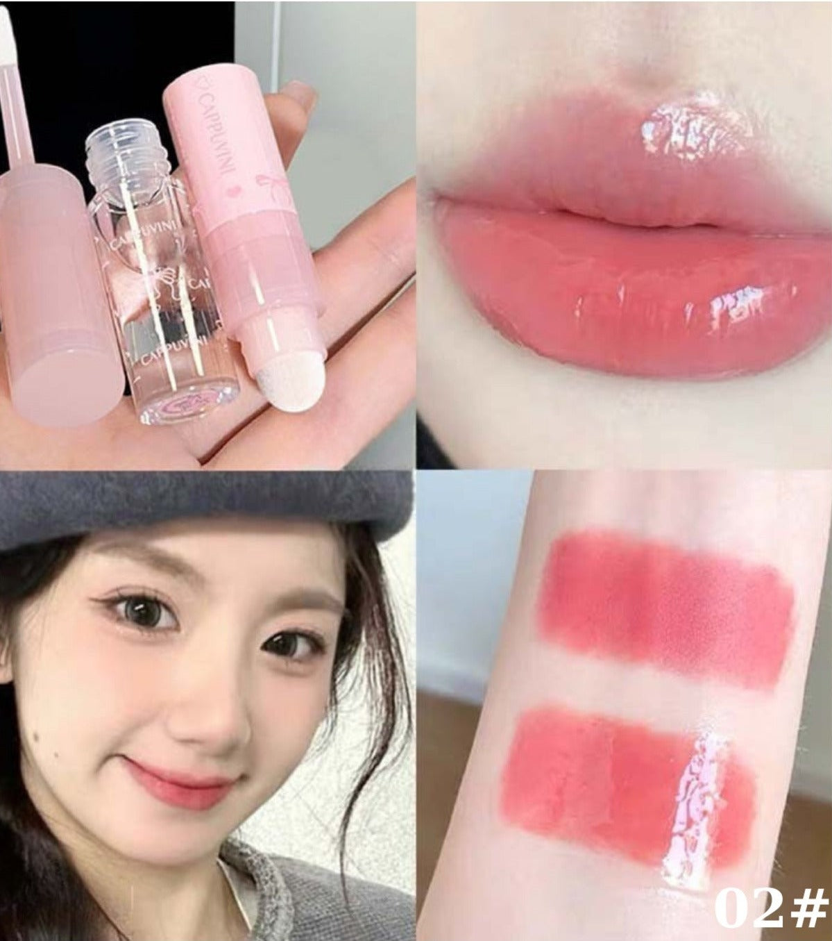 Fiyonk Detaylı 3’ü 1 Arada Dudak Tinti, Şeffaf Parlatıcılı Fırçalı Lip Gloss