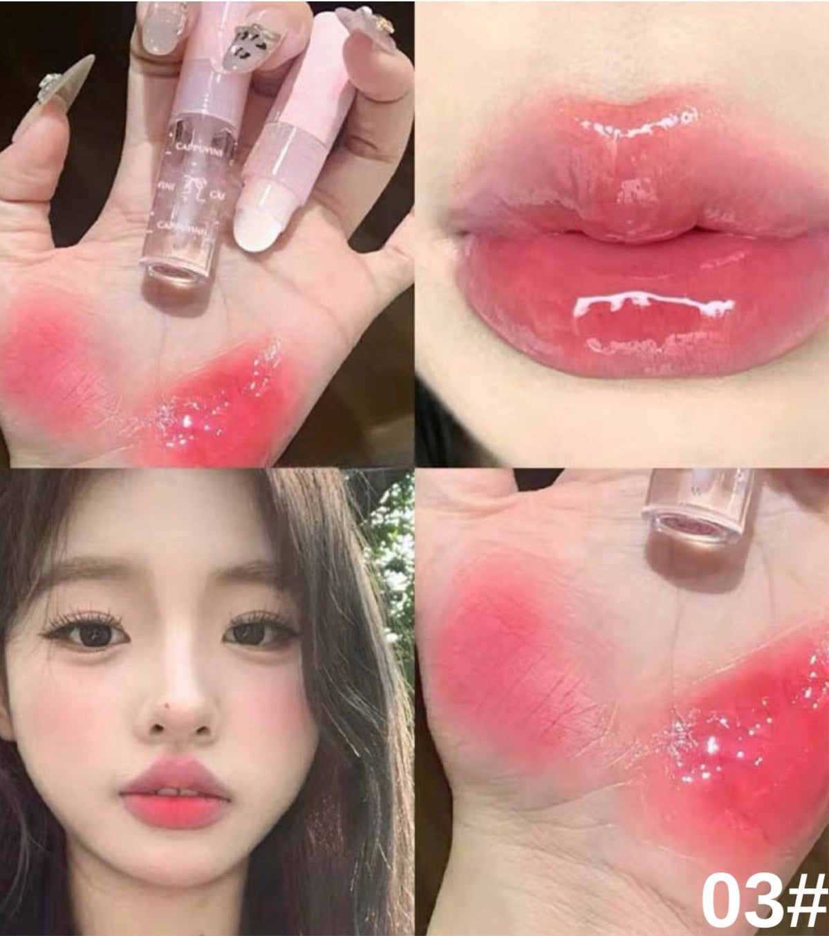 Fiyonk Detaylı 3’ü 1 Arada Dudak Tinti, Şeffaf Parlatıcılı Fırçalı Lip Gloss
